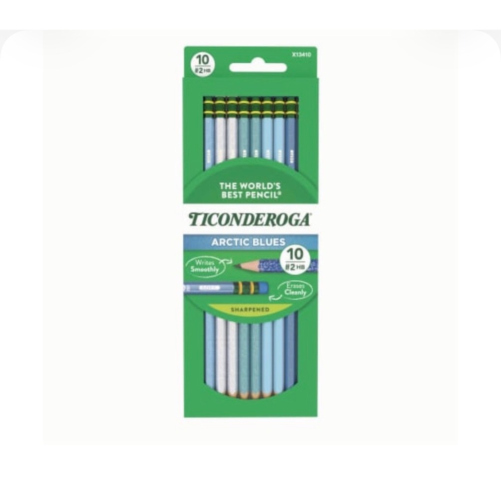 Ticonderoga Arctic Blues Pencils 10ct & LoveShackFancy Yoobi Bow Erasers Bundle